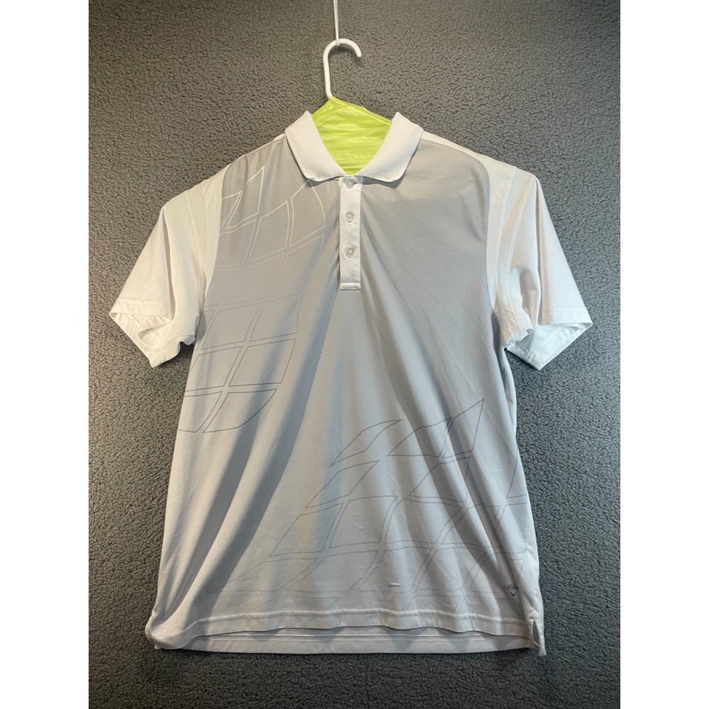 Callaway Opti-Dri Men's XXL Golf Print Performance Polo, Gray and White